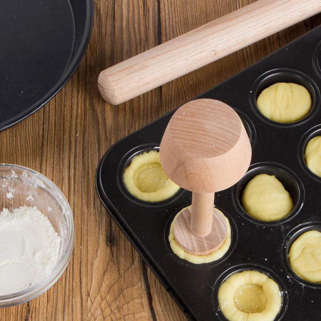Description Picture 5 of itemPortable Wooden Egg Tart  Double Sides Pastry Egg Tart  Pusher Eggtart Mold Baking Accessories Kitchen Gadgets Cooking Tool