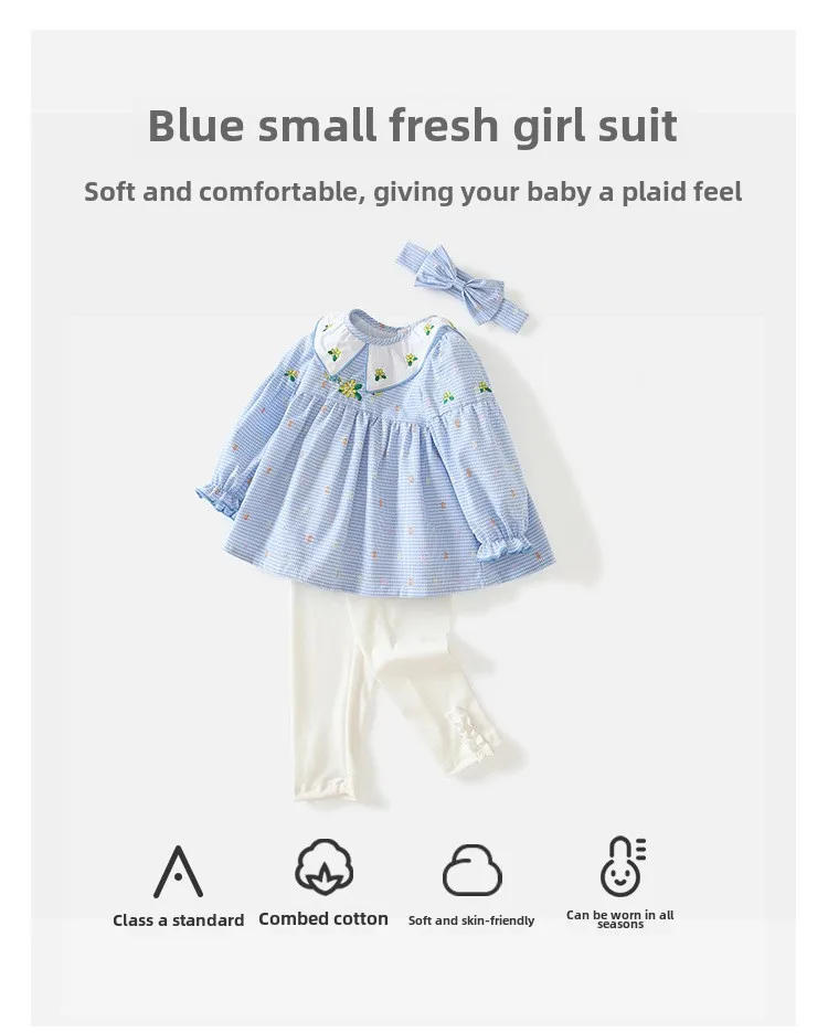 Description Picture 2 of itemChildren's Clothing, Girls' Autumn Wear, Embroidered Flower Girls' Set, Leggings, Children's Clothing, Spring and Autumn Wear