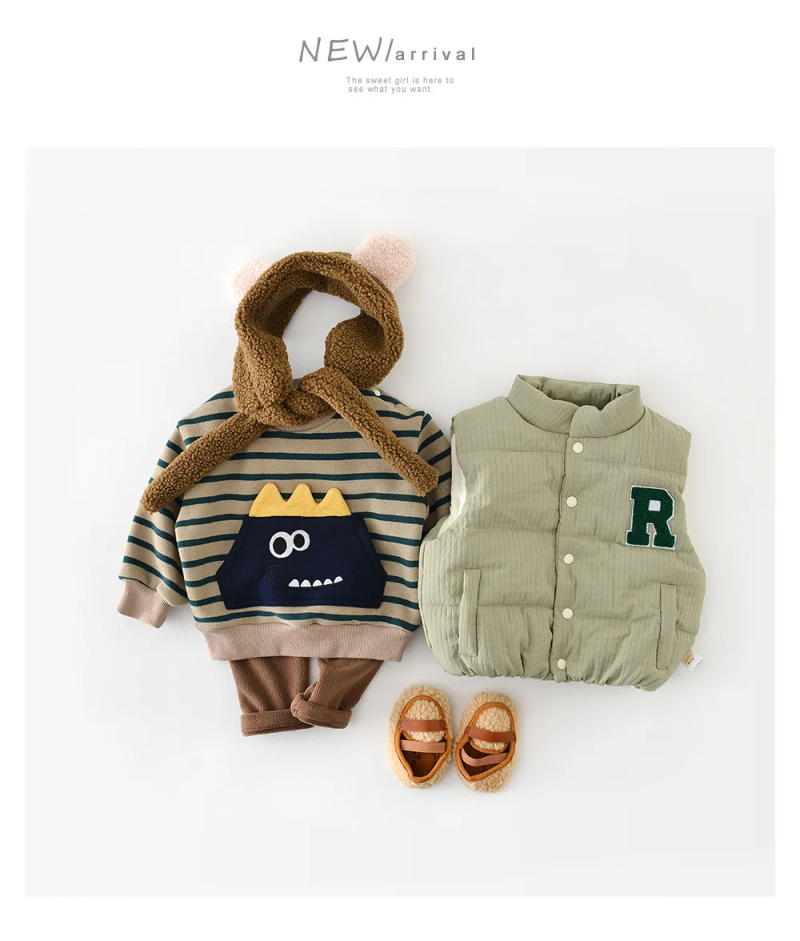 Description Picture 6 of item2025 Winter New Baby Sleeveless Warm Vest Cotton Infant Letter Casual Vest Jacket Toddler Boys Girls Thick Windproof Vest Coat