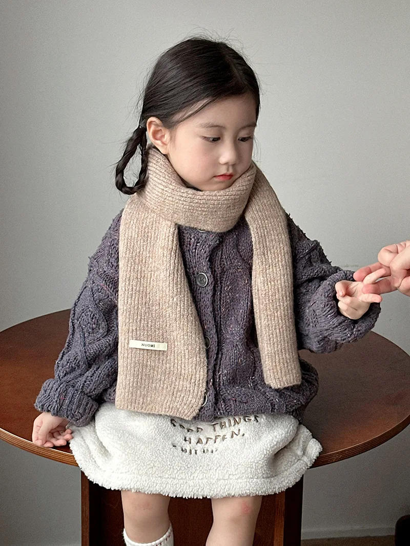 Description Picture 2 of item1-8Years Wool Versatile Children's Scarf Autumn and Winter Knitted Warm Scarves for Boys and Girls Trendy Windproof Headscarf