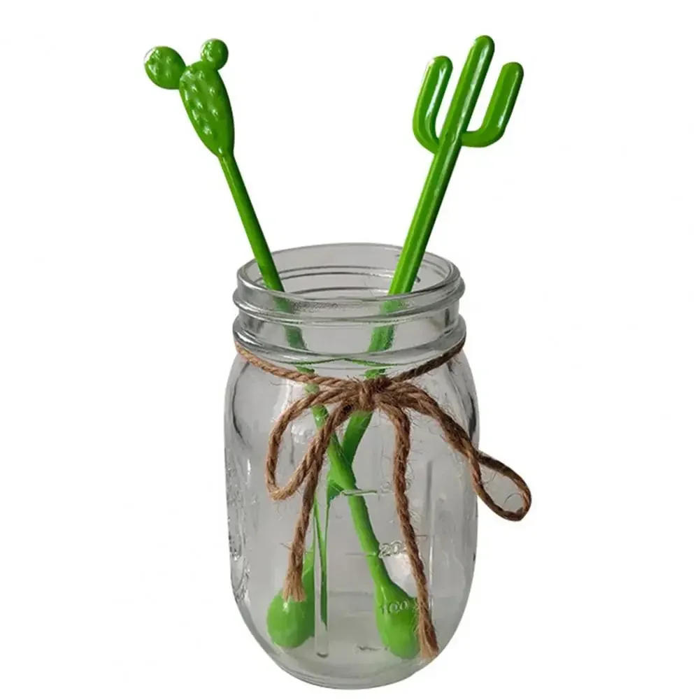 Description Picture 6 of item6PCS Cactus Stirring Stick Milk Tea Juice Ccoffee Long Handle Stirring Spoon Plastic Creative Fun Cocktail Swizzle Stick