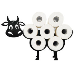 Cow Shape Paper Shelf Waterproof Animal Shape Standing Roll Paper Organizer Anti-Corrosion for Home Bathroom Vanity Night Stands