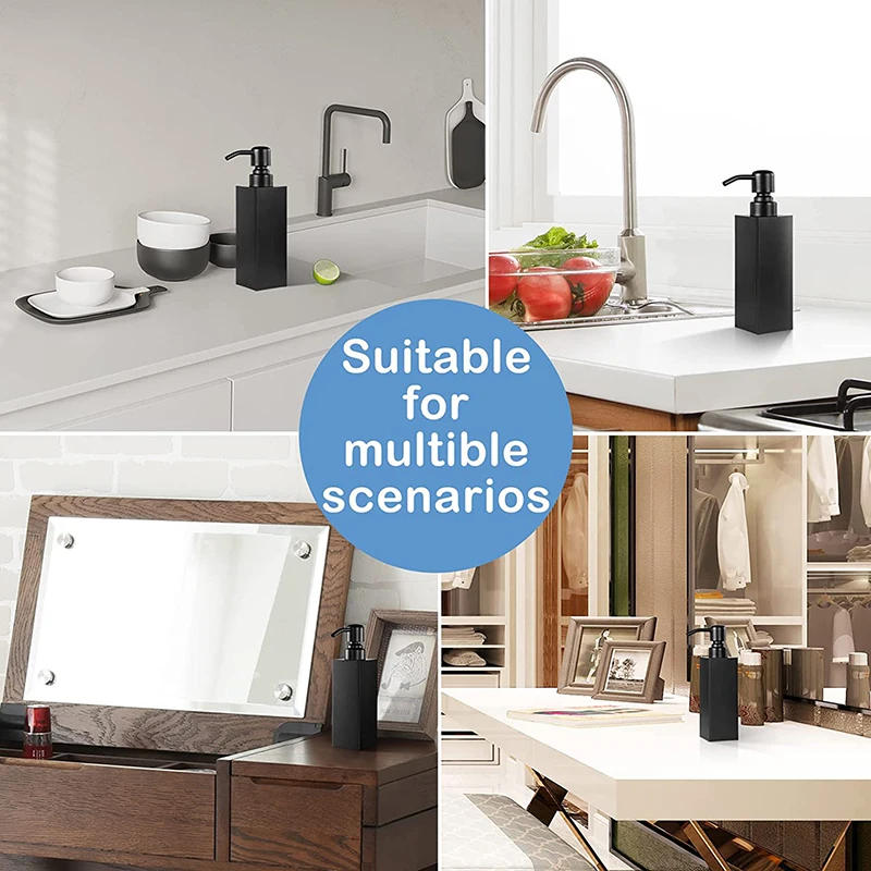 Description Picture 6 of item500ml Square Black Soap Dispenser with Label Wall Mounted Hanger Rack Refillable Empty Bottle Lotion Shampoo Container For Hotel