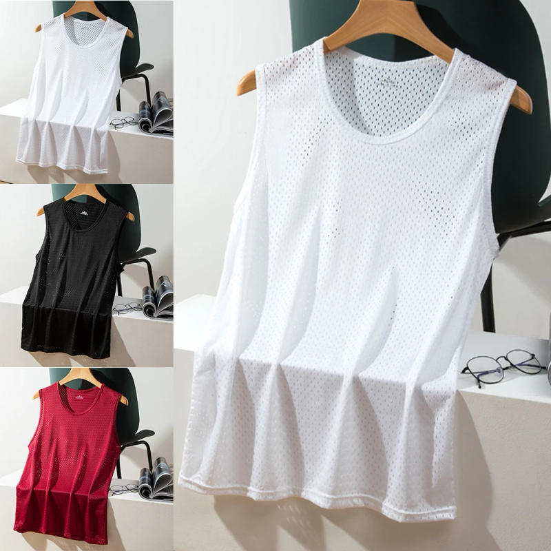 Description Picture 2 of itemUnderwear Vest Ice Silk Tank Tops Spandex Transparent Undershirt Underwear Wrestling 95%Polyester+5% Brand New