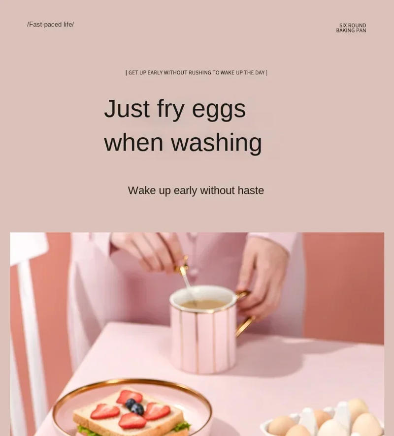 Description Picture 3 of itemFried egg burger machine non-stick flat bottom household frying pan breakfast pancake pancake pan small four-hole fried artifact