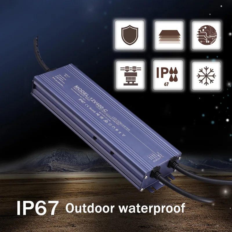 Description Picture 3 of itemSwitching Power Supply AC 170V-265V to DC 12V 24V 36W 200W 400W 500W Outdoor LED Light Transformer IP67 Waterproof