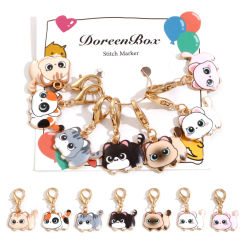 7pcs/Set Cute Cat Knitting Stitch Markers Colorful Crochet Latch DIY Sewing Craft Kits Needle Marker Sewing Accessories Tools
