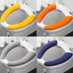 2Pc/set Reusable Warm Flannel Toilet Sticker Toilet Seat Covers Washable Toilet Seat Filling Bathroom Mat Seat Cover Universal