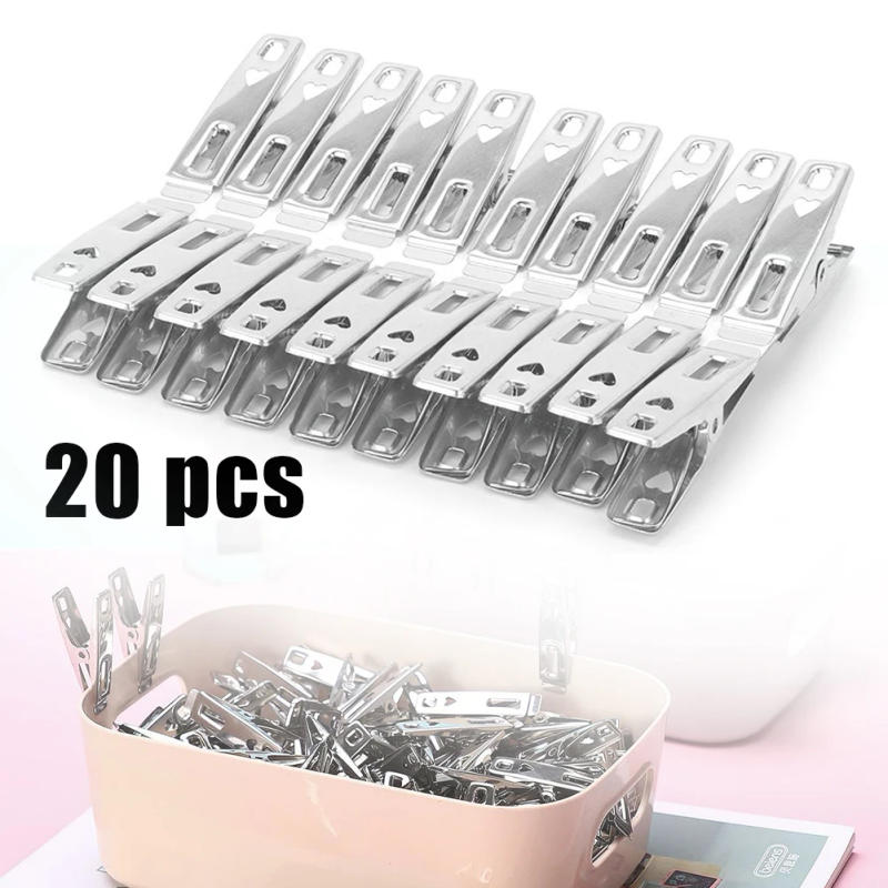 Description Picture 2 of item20Pcs Multipurpose Windproof Spring Loaded Clothes Pin Antislip Stainless Steel Pegs Metal Drying Hanger Sewing Clip Towels Sock