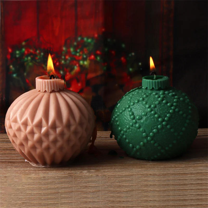 Description Picture 3 of itemMultiform Striated Sphere Candle Silicone Mold Christmas Ball Gypsum Epoxy Resin Mold DIY Soap Candle Making Festival Home Decor