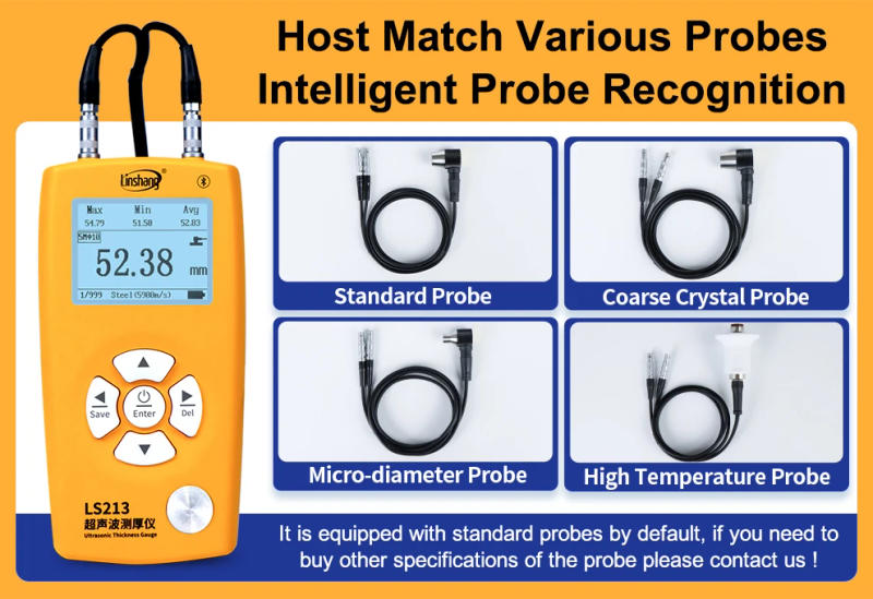 Description Picture 6 of itemUltrasonic Thickness Gauge High Accuracy Pipe Thickness Gauges for Wall Metal Tube Rubber Plastic Measurement 0-350mm LS213
