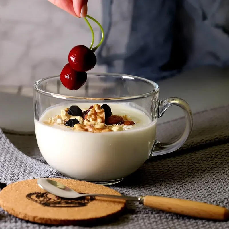 Description Picture 3 of itemAmber Heat-resistant Glass Coffee Tea Mug Drinks Dessert Breakfast Milk Cup Glass Mugs Handle Drinkware