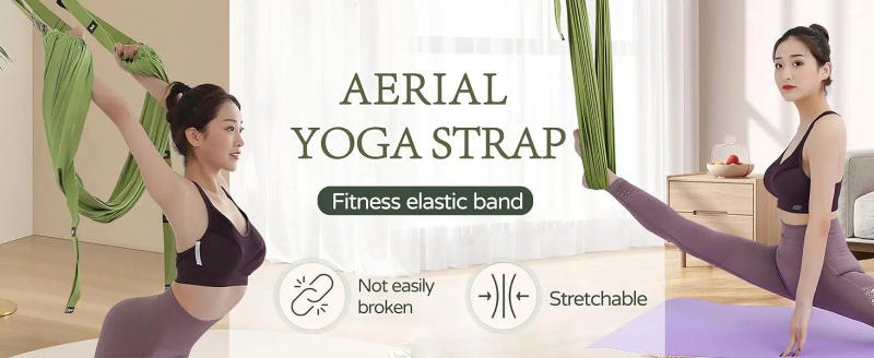 Description Picture 3 of itemAdjustable Aerial Yoga Strap Hammock Swing Stretching Strap Anti-Gravity Inversion Yoga Hammock Belts Gym Training Device
