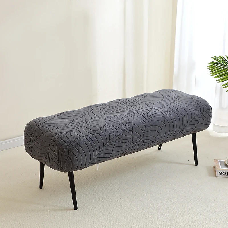 Description Picture 6 of item1PC Leaves Jacquard Bench Cover Stretch Piano Stool Cover Long Bench Seat Case Furniture Protector for Bedroom Home Hotel Decor