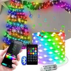 5M/10M/20M RGBIC LED Smart Fairy Lights Bluetooth APP Control String Light DIY for Christmas Party Wedding Home Decoration
