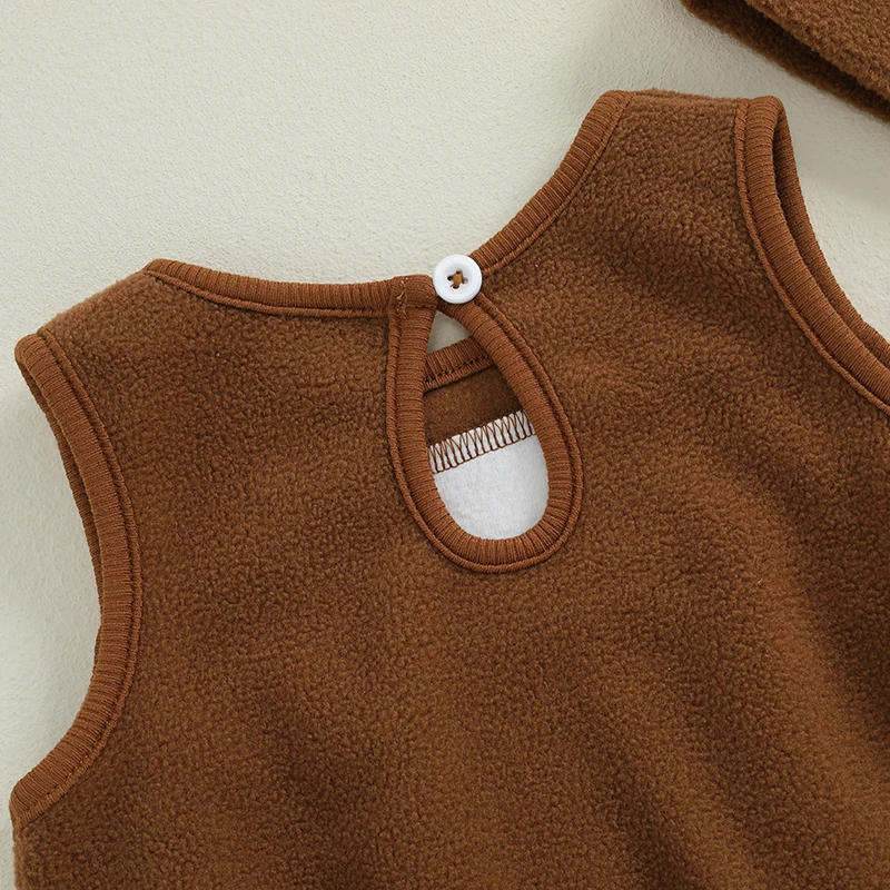 Description Picture 6 of itemBaby Boys Vest Rugby Embroidery Crew Neck Waistcoat Fall Winter Sleeveless Coat with Hat