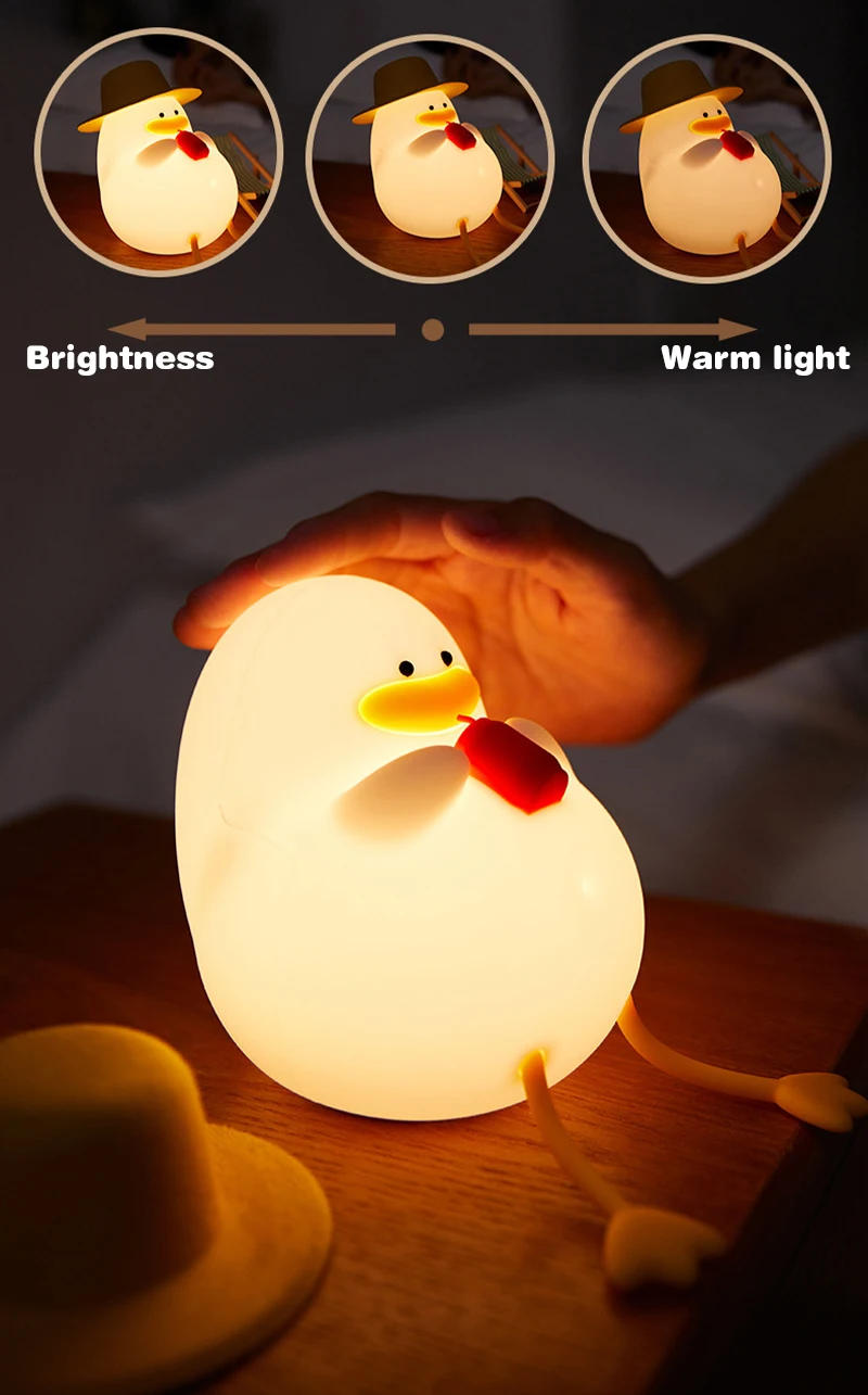 Description Picture 6 of itemCute Room Decor Duck Lamp Touch Sensor Silicone LED Lamp Kids Child Nightlight Rechargeable Portable Night Light Birthday Gift