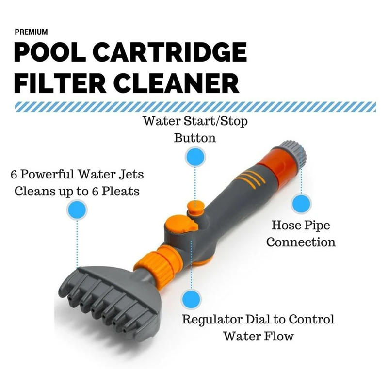 Description Picture 4 of itemSwimming Pool Cartridge Filter Cleaner Brush Efficient Cleaning Hot Tub Change Filter with 6 Powerful Water Jets Handheld