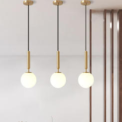 Glass pendant light gold bedroom light metal restaurant atmosphere pendant light complimentary light bulb