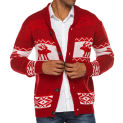 Men Christmas Casual Cardigan Long Sleeve Shirts Shawl Collar Reindeer Snowflake Print Sweater Knitted Tops Streewear