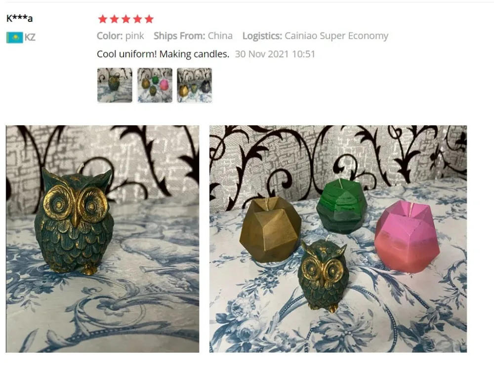 Description Picture 4 of item1pc 3D Owl Candle Mold Silicone Mold for Candle Making DIY Handmade Resin Molds for Plaster Wax Mould Soap Making Cake Kit