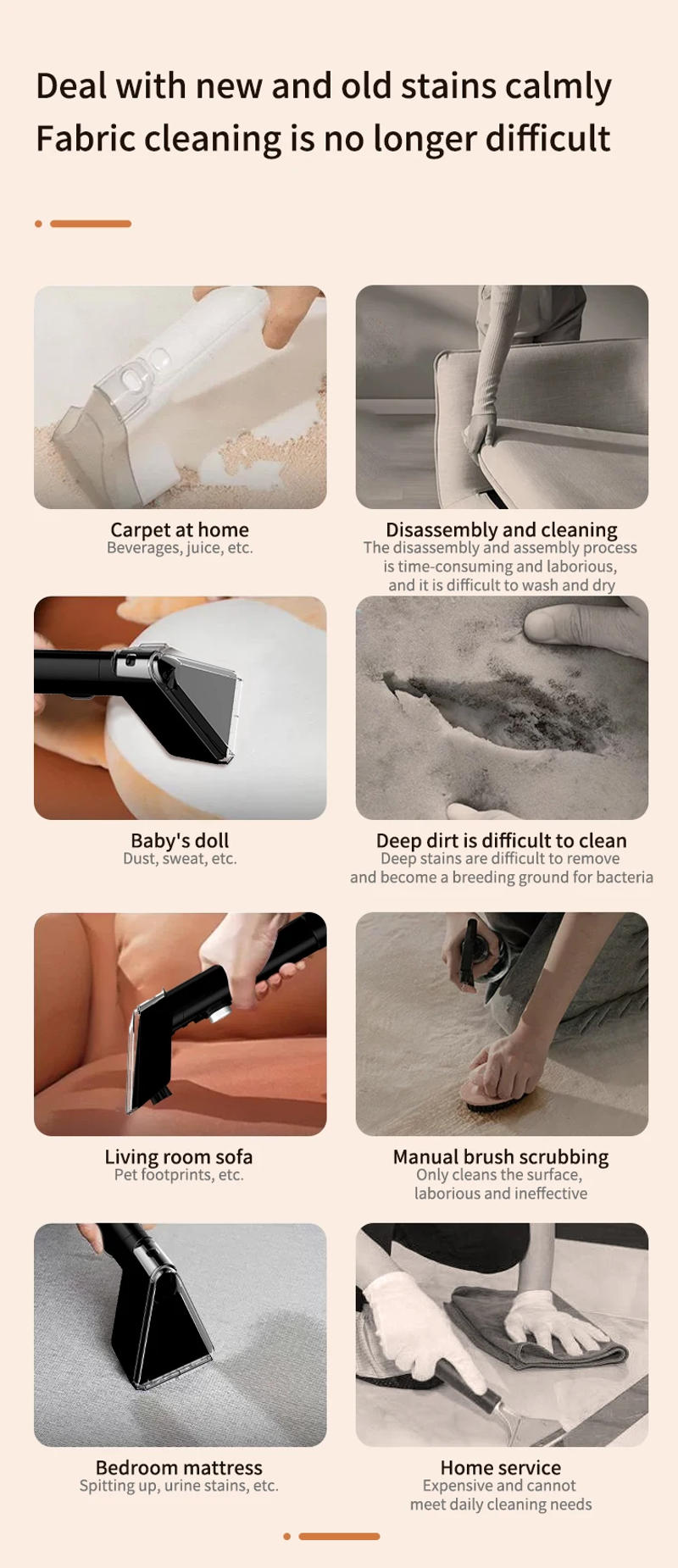 Description Picture 4 of item220V Spot Cleaner 550V Powerful Carpet Cleaner Machine 14KPa Handheld Handle,Deep Cleaning Machine for Couch, Stairs, Car