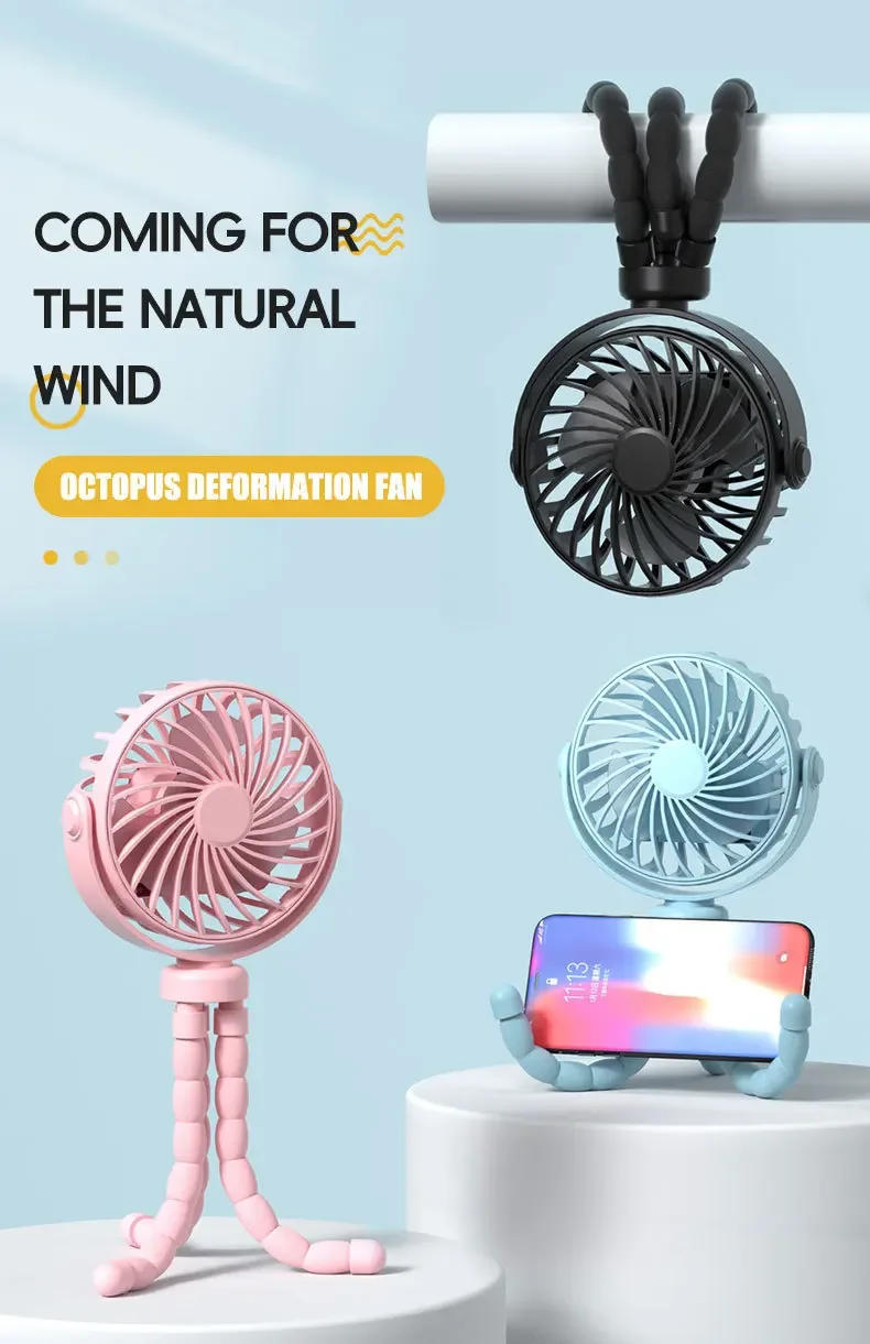 Description Picture 2 of itemMulti Functional Handheld Mini Octopus Fan Portable USB Charging Home Outdoor Stroller With Night Light Function Small Fan