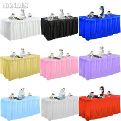 Disposable Table Waterproof and Oil Skirt BPA Free Plastic Tableskirt Disposable Reusable Party Wedding Festival Decor