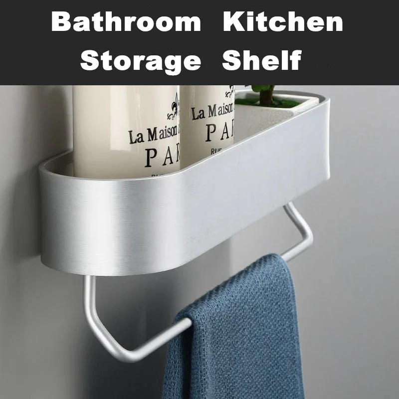 Description Picture 5 of itemBlack Bathroom Storage Rack Kitchen Storage Rack with Towel Strips Cosmetics Wall Cabinet Bathroom Accessories