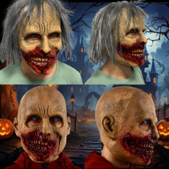 Horror Bloody Mouth Zombie Mask Halloween Lifelike Walking Dead Latex Mask Role Play Party Costume Adult Full Head Mask