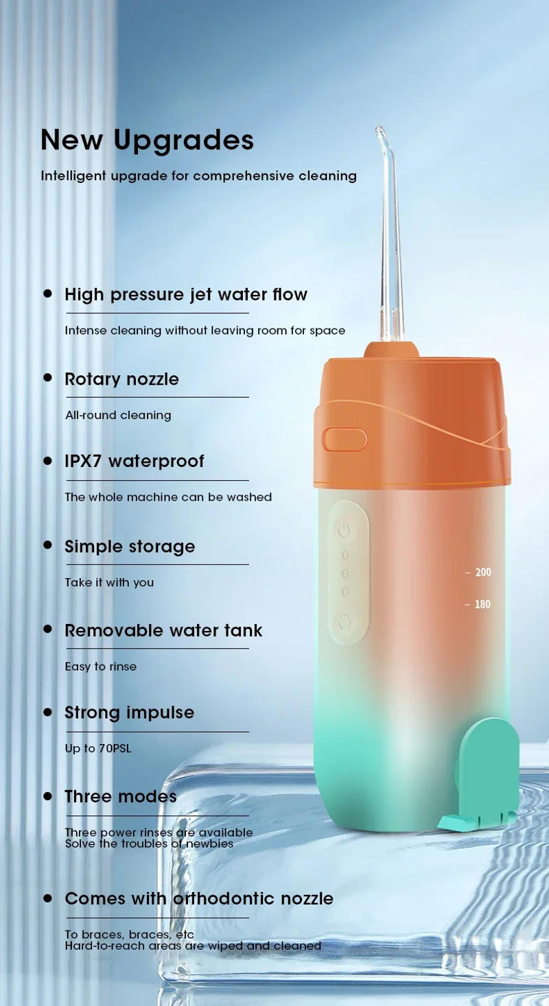 Description Picture 5 of itemMouth Washing Machine for Teeth Cleaning 70PSL Strong Impulse Dental Oral Irrigator 200ML USB Charging Portable 30 Days Travel