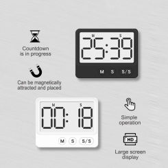 Digital Timer Kitchen Study Mute Magnetic Countdown Timer With Large LCD Display Digital Timer Clock Up To 99 Minutes 59 Seconds