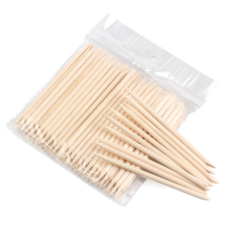 Description Picture 5 of item100Pcs Wooden Orange Stick Cuticle Pusher Dual Ended Nail Sticks Dead Skin Remover Dotting Picker Manicure DIY Tools