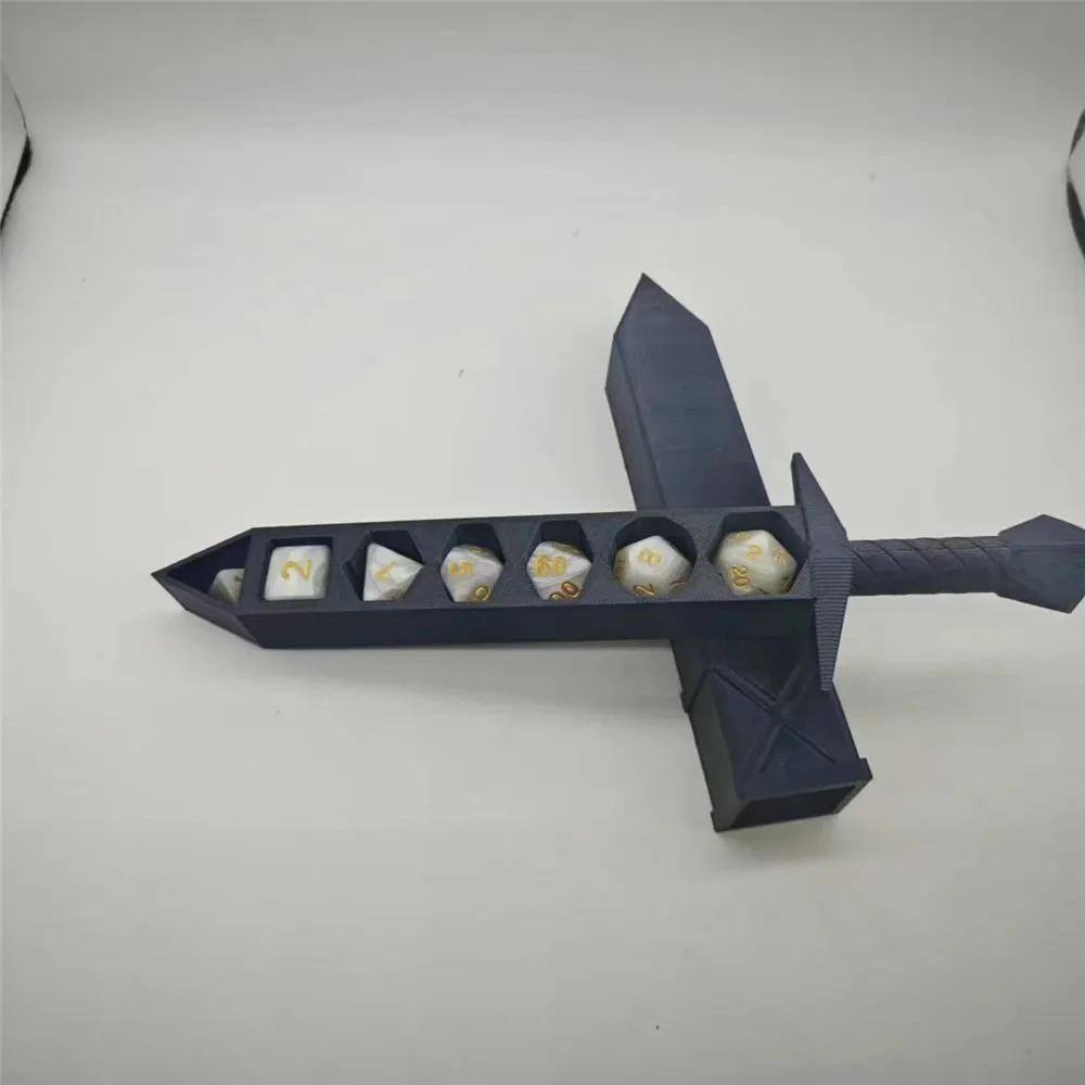 Description Picture 4 of item3D Printed Sword-shaped Storage Box for DND RPG TRPG Games Dice DND Game Role 22mm Dice Holder Desktop Ornament