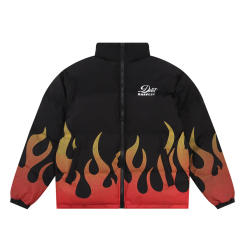 MADE EXTREME Flame Printed Collar Bread Cotton-padded Jacket Thickened Warm Parka Y2K Puffer Jacket