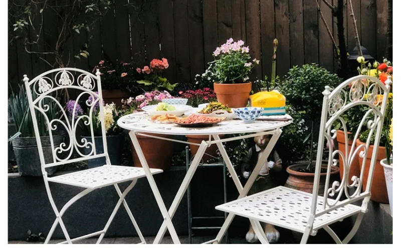 Description Picture 3 of itemNordic Table and Chair Furniture Three-Piece Combination Garden Balcony Terrace Iron Foldable Leisure Outdoor Design Chair Set