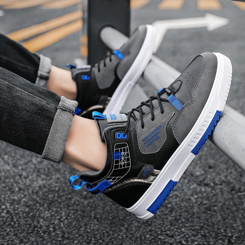 Description Picture 5 of itemMens Sneakers High-top Flat Comfoetable Winter Warm Cotton Leather Waterproof Casual Walking Shoes Fashion Outdoor Skate Shoes