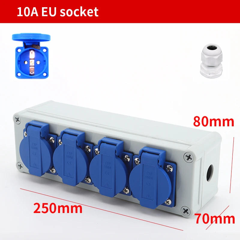 Description Picture 5 of itemOutdoor rainwater socket Three holes 10A EU home wall mounted multi-function box electric car charging