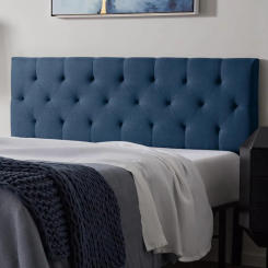 LUCID Mid-Rise Upholstered Headboard - Diamond Tufted Padded Polyester Adjustable Height from 34” to 46” Easy Assembly