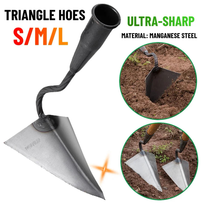Description Picture 4 of itemSmall Tip Triangle Hoe Agricultural Land Turning Loose Soil Hoe Hand Plow/Manual Plough Rake Hoe Agricultural Farming Equipment