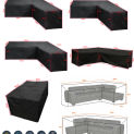 L Shape Furniture Waterproof  Cover Outdoor Garden Patio Rattan Sofa Dustproof V Shaped Mold Resistant Cover black