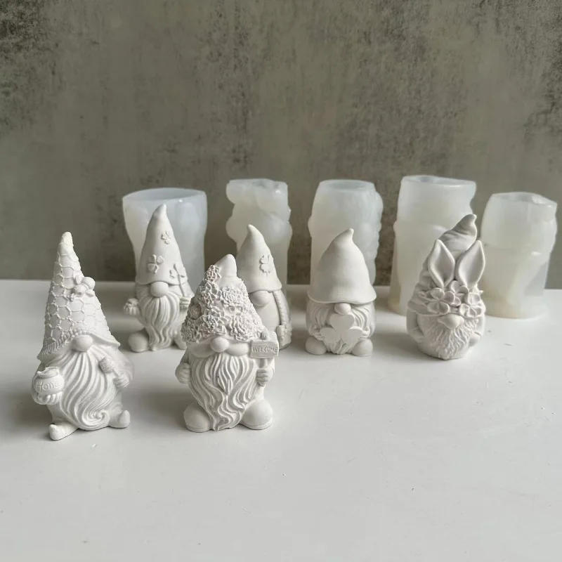 Description Picture 5 of itemDwarf  Aromatherapy Candle Silicone Mold DIY Candle Making Gypsum Cement Mould Faceless Elderly Candle Resin Mold HomeDecoration