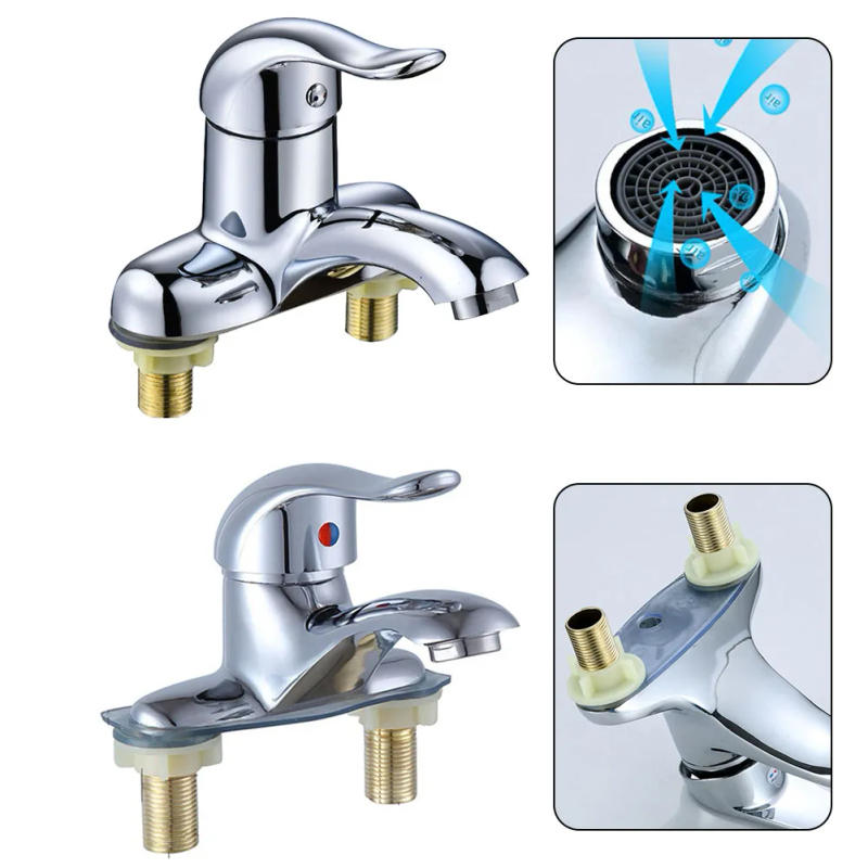 Description Picture 2 of itemBathroom Faucet Double-Hole Basin Hot And Cold Water Faucet For Toilet Kitchen Bathroom Plastic Steel Sink Mixer Tap