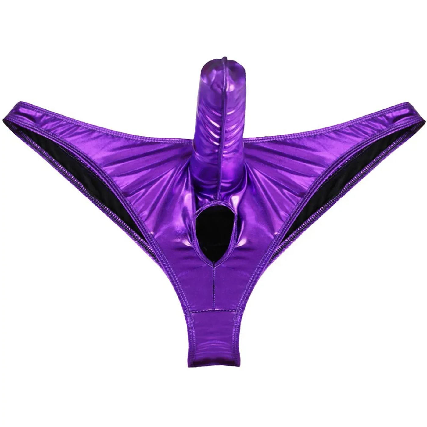 Description Picture 5 of itemMens Sexy Lingerie Ball Hole Thong Underwear Closed Cock Sheath Brief Elephant Nose G-string Men Patent Leather Underpant