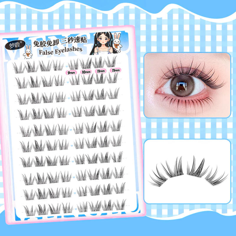 Description Picture 4 of item10 Rows Natural Fluffy Fox-style False Eyelashes Clusters Thick Segmented Lash Clusters Volume Eyelash Extensions For Beginners