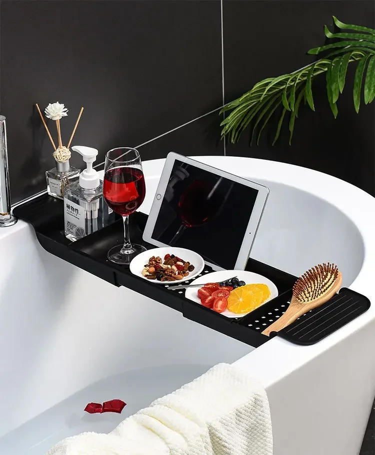 Description Picture 6 of itemBathtub Shelf Extendable Bathroom Bathtub Tray Shower Caddy Bamboo Bath Tub Rack Towel Book Holder Storage Organizer Accessories