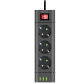 3 Sockets -Black