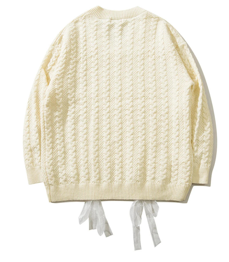 Description Picture 5 of itemUPRAKF V-Neck Knit Sweater Loose Pullover Winter Tops Autumn Fashion Streetwear Long Sleeve Solid Color