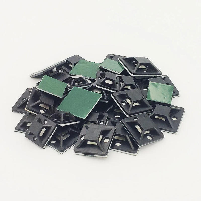 Description Picture 2 of itemCable tie mount Black White Zip Tie car Cable Wire Removable Wall Holder Mount Clip green glue Self Adhesive cable tie base