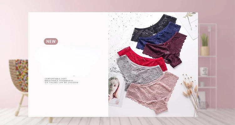 Description Picture 2 of itemEuropean and American large size sexy thong women's T-shaped transparent hollow lace panties underwear  women underwear